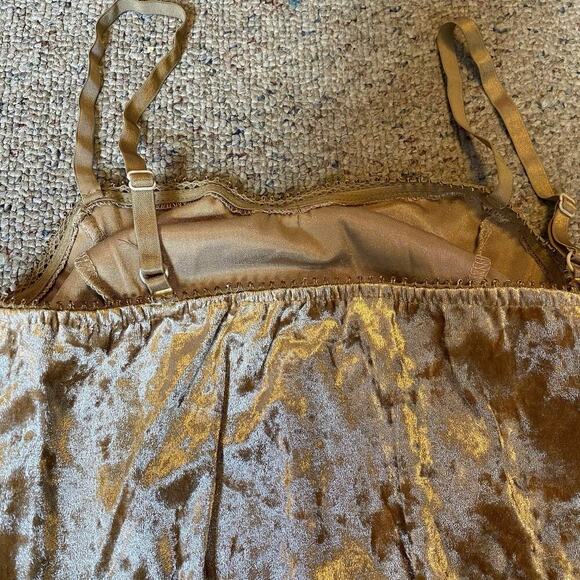 Y2K Feminine Sexy Pajamas Shorts Camisole CroppedTop Gold Velour Bow Romantic XS - Picture 8 of 8